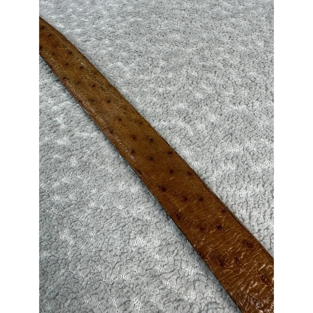 Rewards Belt Brown Ostrich  44 Extra Long Leather Hammered NO BUCKLE‎